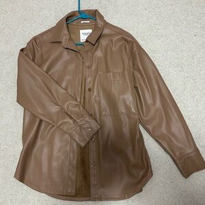 Abercrombie Tan Faux Leather Shirt